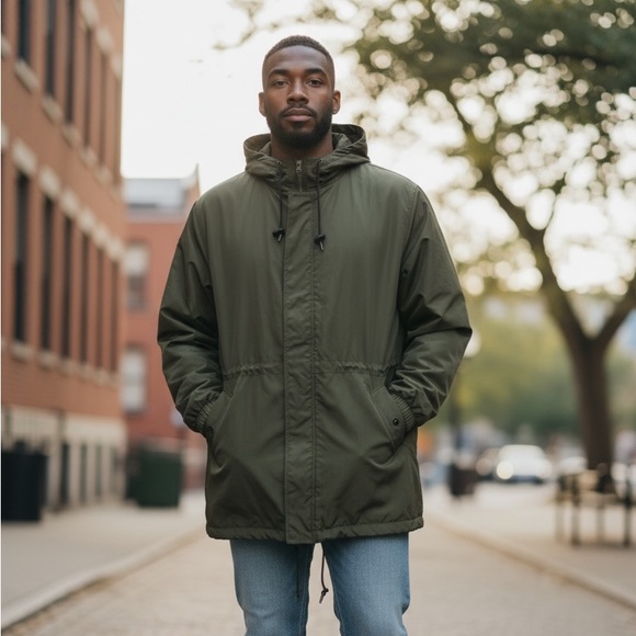 J.Crew Hoodie Coat Water Resistant Size M Flannel Fully Lined Zip Front Closure - Picture 2 of 11